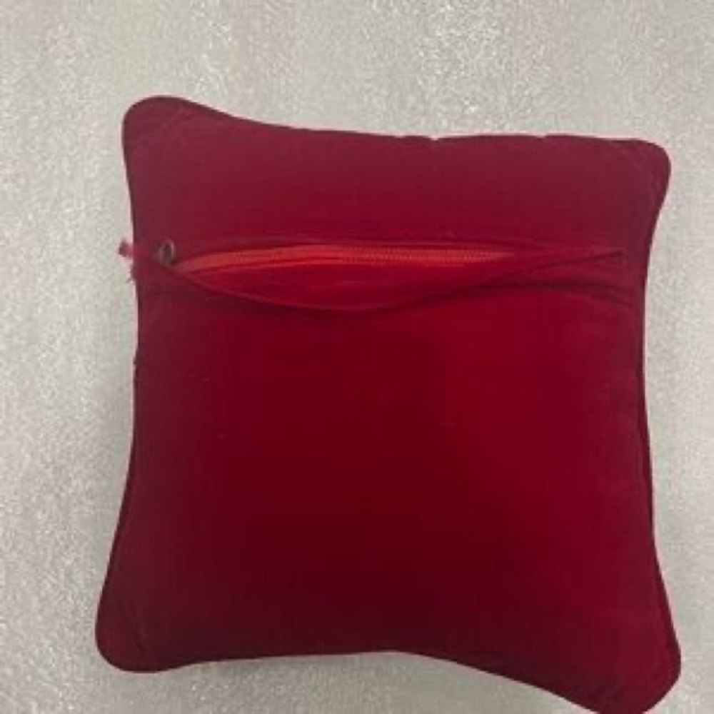 Holiday Needlepoint Decorative Throw Pillow - Red, Green, Cream - Picture 6 of 7